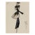 Vintage French Fashion Art Print – Black Coat and Gray Fur Illustration, 30" X 40" For Sale