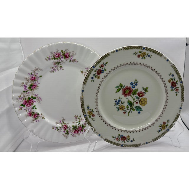 Crown Staffordshire Mid 20th Century 12 English Fine Bone China Salad / Dessert Plates For Sale - Image 4 of 10