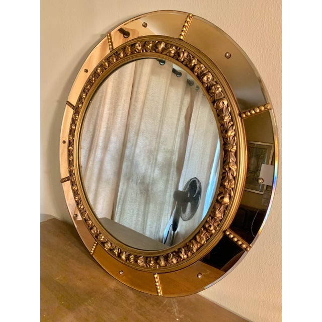 Early 20th Century Art Deco Round Rose Gold Wall Mirror For Sale - Image 9 of 12