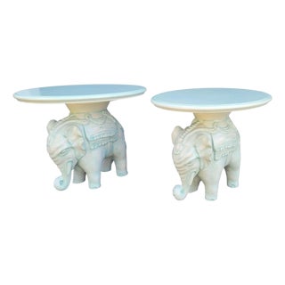 Pair 1950s Elephant Side Tables For Sale