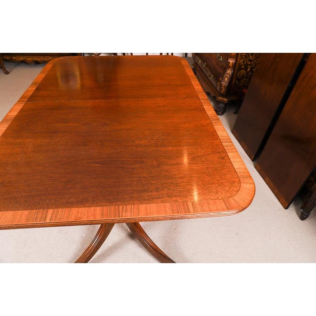 Vintage Twin Pillar Mahogany Dining Table and Chairs by W. Tillman, 1980s, Set of 11 For Sale - Image 13 of 16