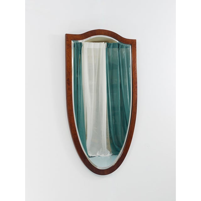 Large Antique Biedermeier Pearwood Shield Wall Mirror, Vienna, 1820s For Sale - Image 3 of 18