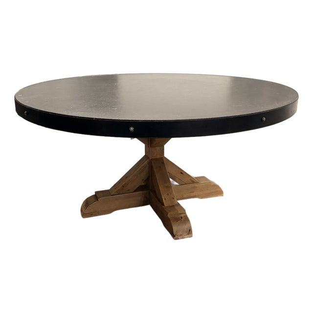 Rh Salvaged Wood and Concrete Round Dining Table For Sale