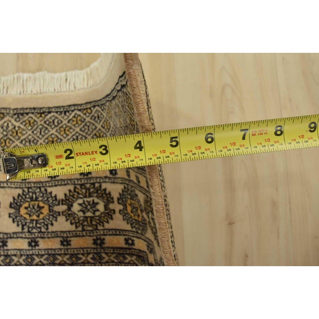 Bokhara Rug 4′ X 6’3” Beige Wool Tribal Hand-Knotted Oriental Carpet For Sale - Image 9 of 11