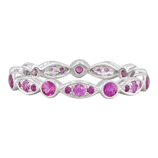 New Beverley K .63ctw Ruby Eternity Ring 14k White Gold Size 5.75 Stackable Band For Sale