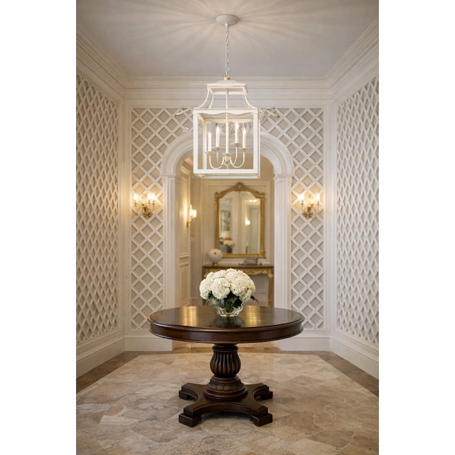 Chinoiserie Soft White & Gold Lantern - Medium, 18.5" For Sale - Image 3 of 4