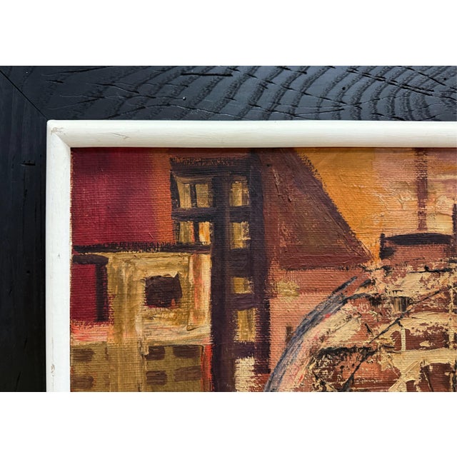 Mid-Century Modernism Abstract Cubist Urban Large Painting, Oil on Canvas For Sale In Miami - Image 6 of 9