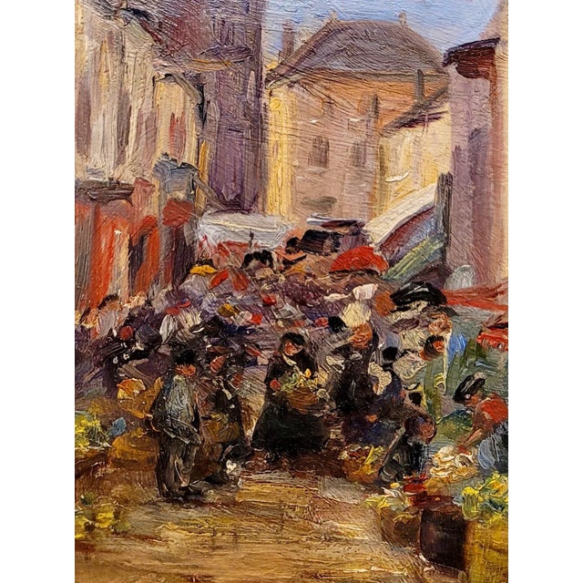 Helen M. Goodwin- Flower Sellers at the Sunday Street Market-Oil Painting C.1910s For Sale In Los Angeles - Image 6 of 9