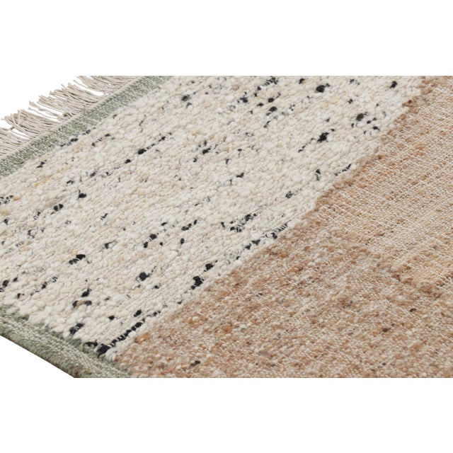 Mid-Century Modern Rug & Kilim’s Abstract Flatweave with Beige, Cream, and Black Geometric Patterns - 3x10 For Sale - Image 3 of 7