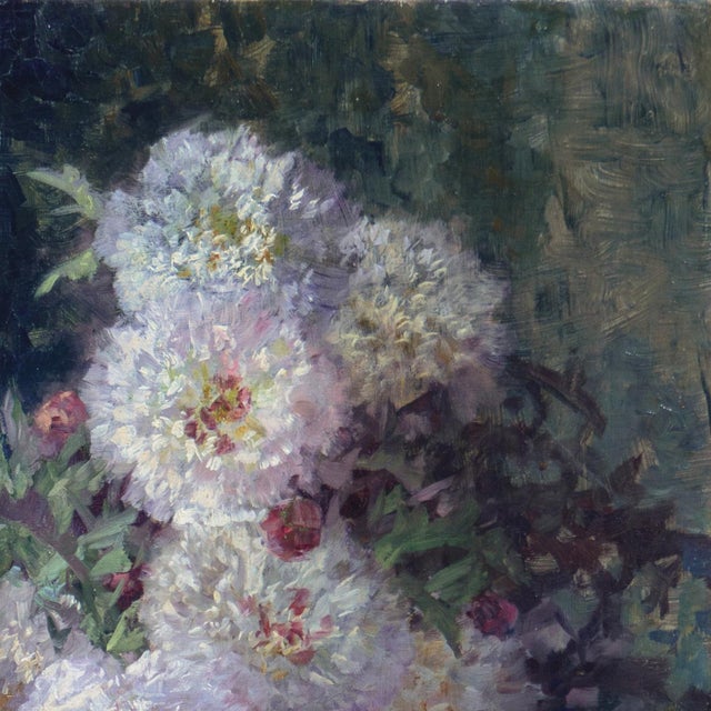 Green 'Still Life of Dahlias' by Max Theodore Streckenbach, Circa 1900, German Floral Still Life For Sale - Image 8 of 14