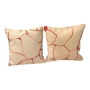 Pair of Schumacher Coral Filigree Pillows