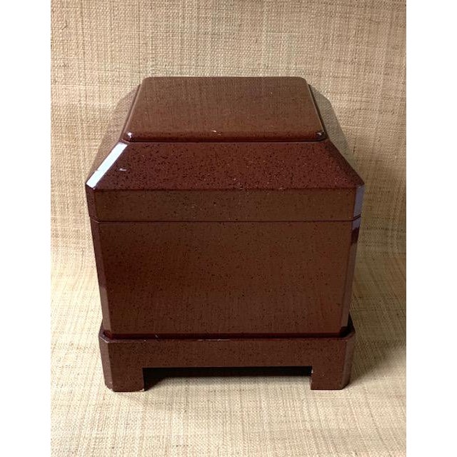 Lacquered Porphyry Side Table Storage Box On Plinth Louis Maslow Sons Chairish