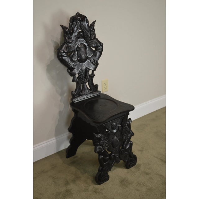Mid 19th Century Italian Renaissance Antique Phoenix Carved Walnut Hall Chair For Sale - Image 5 of 13