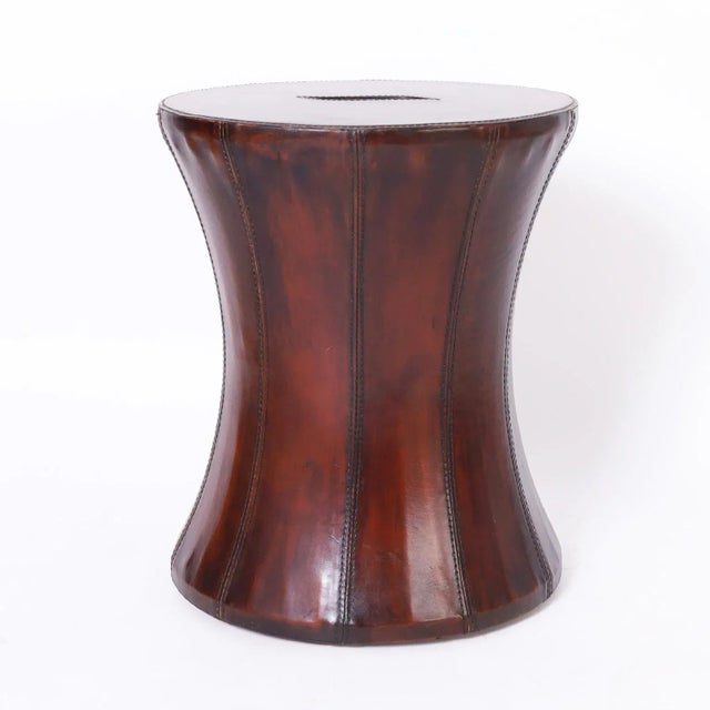 Mid-Century Modern Vintage Pair of Leather Seats or Stands For Sale - Image 3 of 8