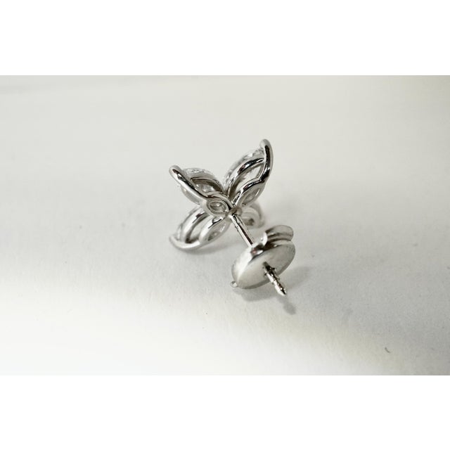 Early 21st Century Marquise Cut Diamond Flower Platinum Stud Earrings 1.62 Carat For Sale - Image 5 of 7
