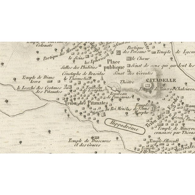 Paper Antique Map of Ancient Sparta and Its Surroundings from Tardieu, 1825 For Sale - Image 7 of 11