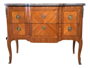 19th Century French Louis XVI Rosewood Banded Kingwood Commode with Cabriole Legs