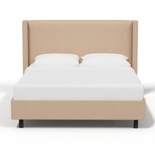 Traditional Logan California King Platform Bed in Linen Fawn For Sale - Image 3 of 5