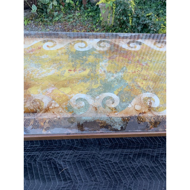 Mid Century Dolphin Koi Fish Reverse Painted Glass Coffee Table For Sale - Image 12 of 12