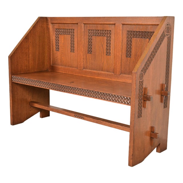 Frank Lloyd Wright Style Antique Mission Oak Arts & Crafts Pew or Bench, Circa 1900 For Sale