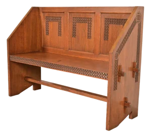 Frank Lloyd Wright Style Antique Mission Oak Arts & Crafts Pew or Bench, Circa 1900