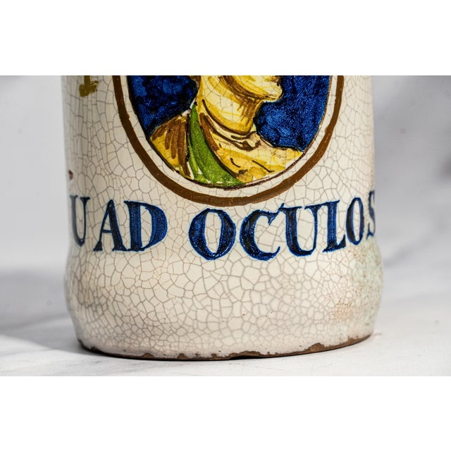 Rare Pair Italian 19th Century Hand Painted Ceramic Antique Apothecary Lidded Jars Portrait Profiles For Sale - Image 4 of 18