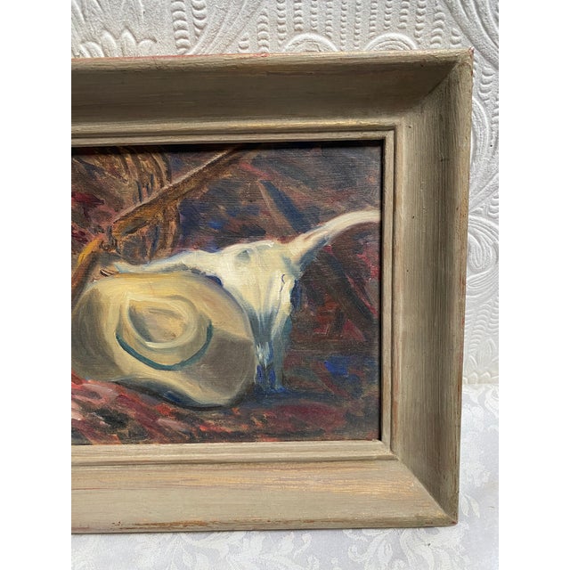 Rustic 1950s Vintage Fauvist Southwestern Theme Oil Painting on Board, Framed For Sale - Image 3 of 5