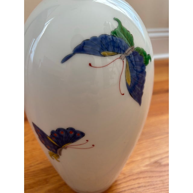 Japanese Vintage Japanese Fukagawa Seiji Arita Porcelain Butterfly Vase For Sale - Image 3 of 8