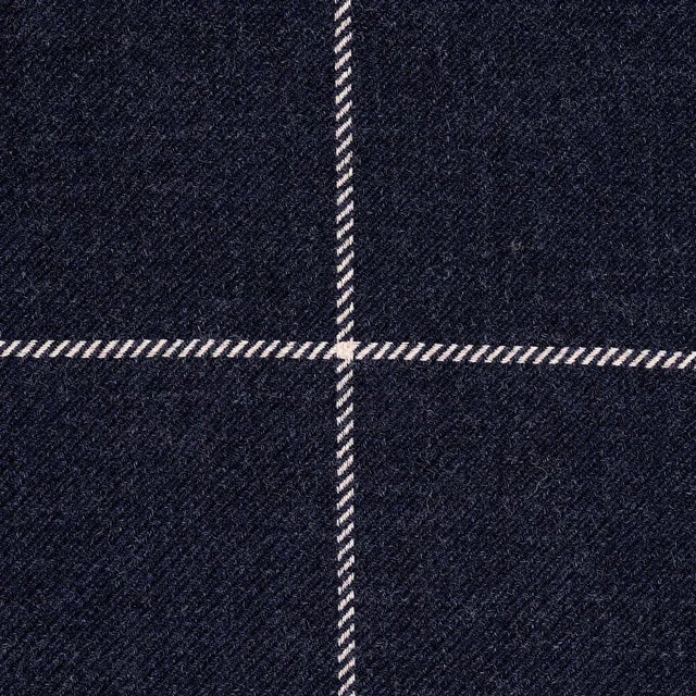 Contemporary Schumacher Bancroft Wool Plaid Fabric in Navy For Sale - Image 3 of 3