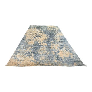 11ft5 in × 15ft9in Custom Bamboo Silk + Wool Area Rug For Sale