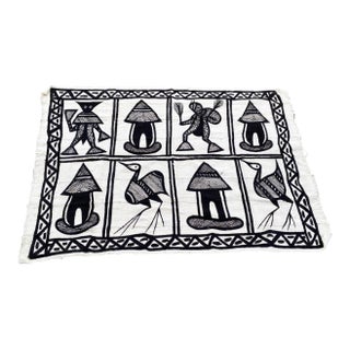 Vintage Black and White Korhogo by the Senufo People Cloth/Textile Cote d'Ivoire For Sale