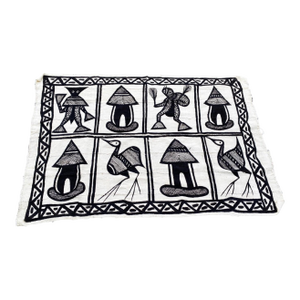 Vintage Black and White Korhogo by the Senufo People Cloth/Textile Cote d'Ivoire