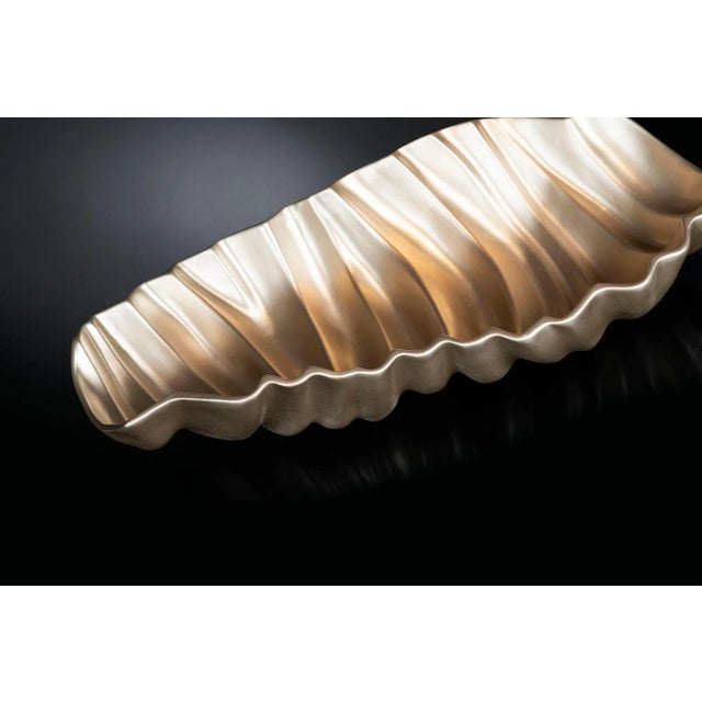 Shar Pei Plate in Pearly Beige Gold Ceramic from VGnewtrend For Sale - Image 6 of 7