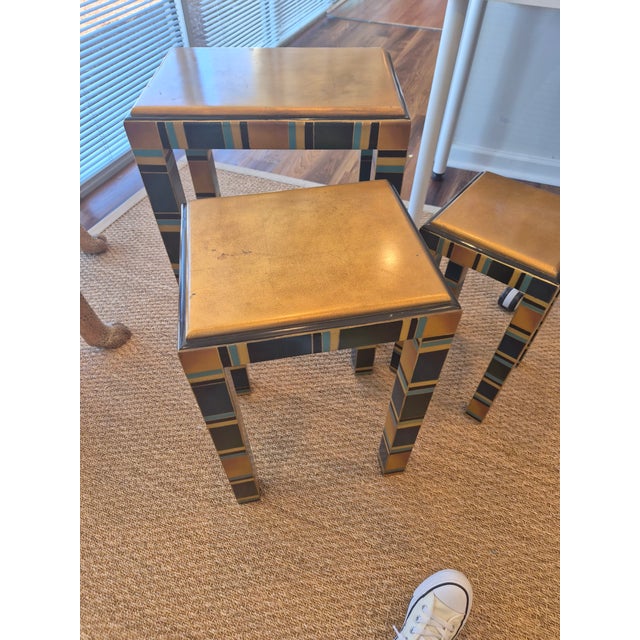 Late 20th Century 3 Piece Wooden Nesting Table For Sale - Image 5 of 7