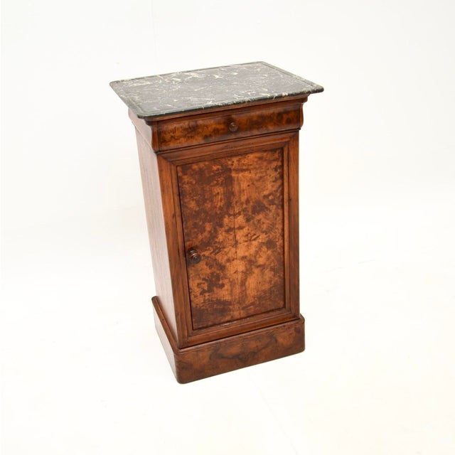French Walnut Bedside Table with Marble Top, 1880s For Sale - Image 10 of 10