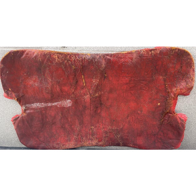 Antique Egyptian Ottoman with Brass Ornamentation and Leather, 1920s For Sale - Image 9 of 18