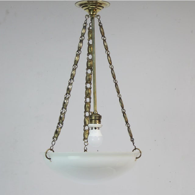Art Deco Pendant Lamp in Opaline Glass, 1920s For Sale - Image 6 of 6