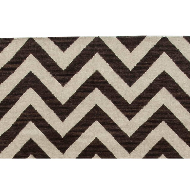 Contemporary Zig-Zag Design Brown, White Wool Rug by Doris Leslie Blau For Sale In New York - Image 6 of 7
