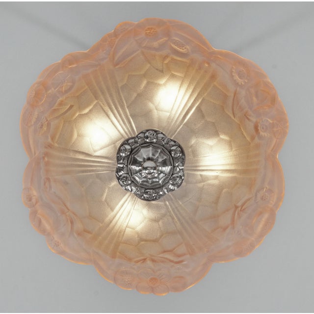 Metal French Art Deco Pendant Light by Degue 1930 France For Sale - Image 7 of 14