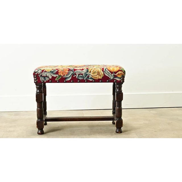 French 19th Century Oak & Tapestry Stool For Sale In Baton Rouge - Image 6 of 9