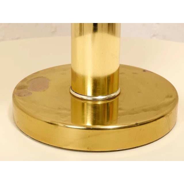 Mid-Century Modern Mid 20th Century Brass Column Table Lamp With Cream Shade For Sale - Image 3 of 5