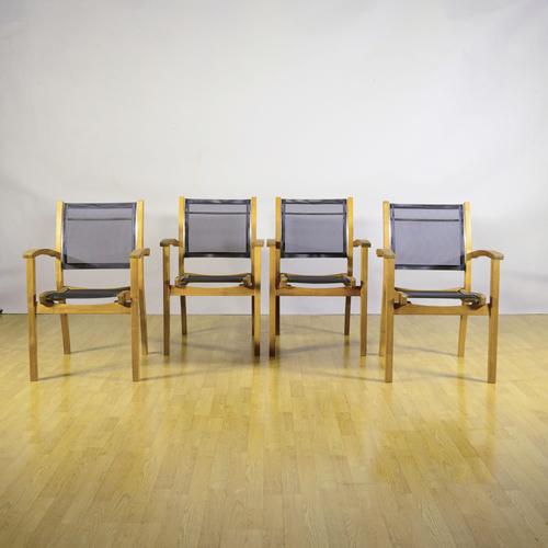 Plàthea Garden Chairs in Wood and Fabric from Marcelindo, Set of 4 For Sale - Image 3 of 18