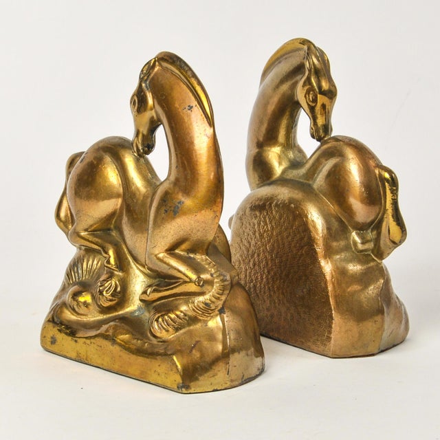 Metal MCM Gold Horse Bookends For Sale - Image 7 of 11