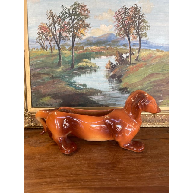 Brown Vintage Hull Pottery Dachshund Planter, Mid-Century Ceramic Dog Figurine, Usa For Sale - Image 8 of 10