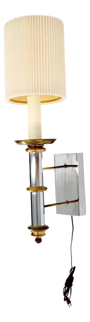 Fine Chrome Brass Mid Century Modern Sconce Light Fixture Lamp