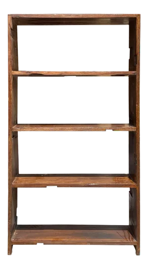 Rustic Raw Old Wood Open Shelf Brown Bookcase Display Cabinet