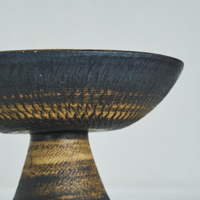 Ceramic Mid-Century Modern Studio Pottery Pedestal Bowl, 1940s For Sale - Image 7 of 11