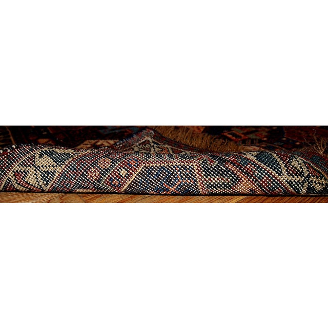 Collectible Persian Khamseh bag face in navy blue, white and burgundy shades. This collectible piece is in original good...