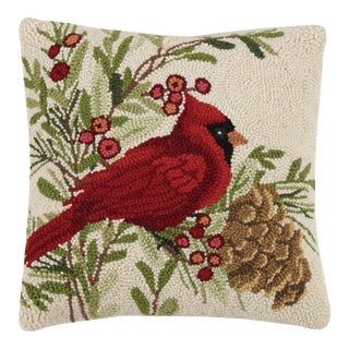 Winter Cardinal Hook Pillow For Sale