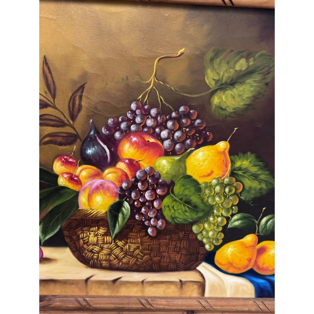 Mid 20th Century Still Life Fruit Basket Framed Painting For Sale - Image 10 of 12
